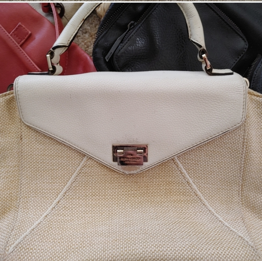 Kate Spade Elegant Cream and White Weave Handbag